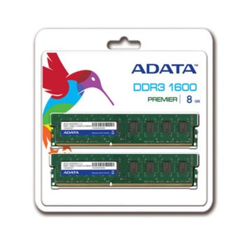 Памет 2x4GB DDR3 1600MT/s, A-Data Premier | JAR Computers 2X4GB DDR3 1600MHz A-Data