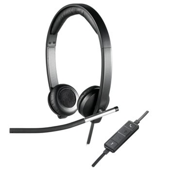 Слушалки Logitech Stereo H650e, микрофон, черни | JAR Computers Слушалки Logitech Stereo H650e (981-000519)