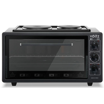 Мини готварска печка Voltz V51441BK42, 2 нагревателни зони, 42 л. обем на фурната, механично управление, черна image