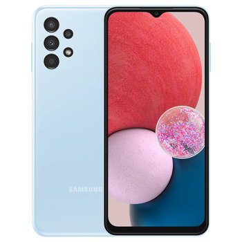 Смартфон Samsung GALAXY A13 (син)(SM-A135FLBUEUE), поддържа 2 SIM карти, 6.6" (16.76 cm) TFT дисплей, осемядрен 2 GHz процесор, 3GB RAM, 32GB Flash памет (+microSD слот), 50.0 +5.0 +2.0 +2.0 & 5.0 MPix камера, Android, 195 g | JAR Computers Samsung Galaxy A13 3GB/32GB Light Blue
