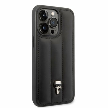 Quilted Puffy Ikonik Logo за iPhone 14 Pro черен