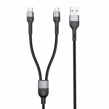 Кабел DeTech DE-52UCC, USB A(м) към 2х USB C(м), 1m, черен | JAR Computers кабел detech de-52uc type a 2хtype-c 1m черен
