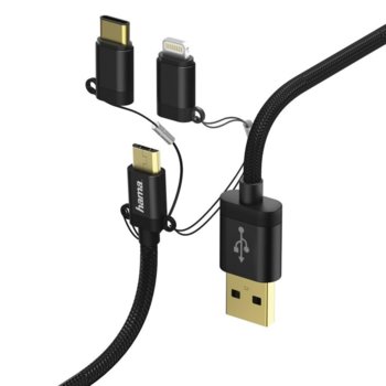 Hama Alu 3 в 1, USB-A - MicroUSB, Lightning и USB-