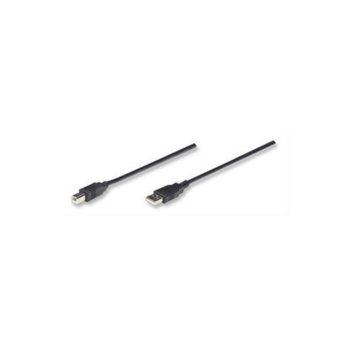 Кабел 333382 Manhattan, USB A(м) към USB B(м), 3m, черен | JAR Computers MANHATTAN USB A(м) към USB B(м) 3m 333382