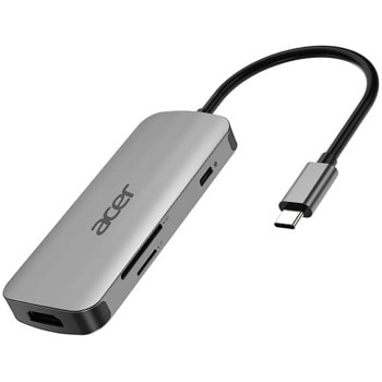 Докинг станция Acer 7in1, от USB-C към 3x USB 3.2 Gen 2, HDMI, Card Reader, сива image
