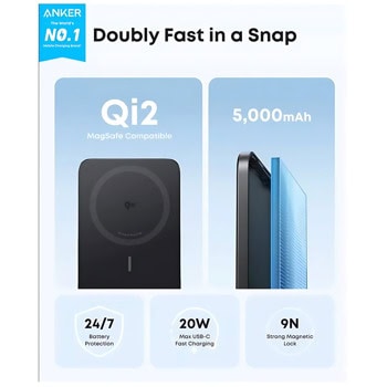 Anker Qi2 Nano MagSafe Wireless Ultra Slim Black | JAR Computers Anker Qi2 Nano MagSafe Wireless Ultra Slim Black