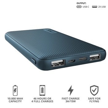 TRUST Primo Fast Powerbank 10000 mAh Blue