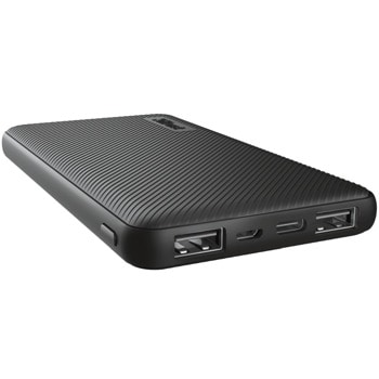 Външна батерия/power bank/ Trust Primo Ultra-thin (24678), 10 000mAh, черна, 2x USB-A, 1x USB-C, 15W | JAR Computers TRUST Primo Ultra-thin 24678