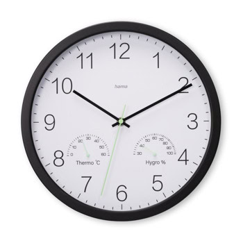 Часовник HAMA-185885 "Santorini", без тиктакане, черен | JAR Computers Часовник HAMA-185885