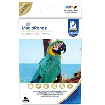 Фотохартия MEDIARANGE GLOSSY, гланцирана, 10 x 15 cm, 150 g/m2, 50 листа | JAR Computers MediaRange A4 Glossy WH