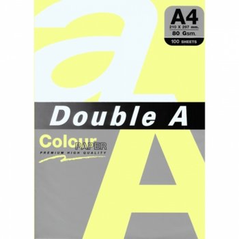 Хартия Double A 15482, A4, 80 g/m2, 100 листа, жълта | JAR Computers Double A Yellow A4 ОП.100 15482