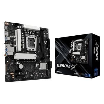 Дънна платка ASRock B860M-X, B860, LGA1851, DDR5, PCI-E 5.0 (DP&HDMI), 4x SATA 6Gb/s, 2x M.2, 1x USB 3.2 Gen2x2 Type-C, 3x USB 3.2 Gen1 Type-A, 2.5GbE LAN, Micro ATX | JAR Computers ASRock B860M-X