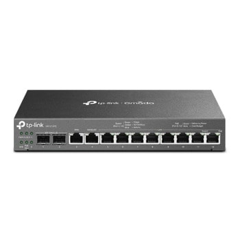 Рутер TP-Link ER7212PC, 1x WAN 10/100/1000 Mbps, 8x LAN 10/100/1000 Mbps PoE+, 1x WAN/LAN 10/100/1000 Mbps, 2x SFP, 1GB RAM, 8MB Flash памет + 4GB EMMC | JAR Computers TP-Link ER7212PC