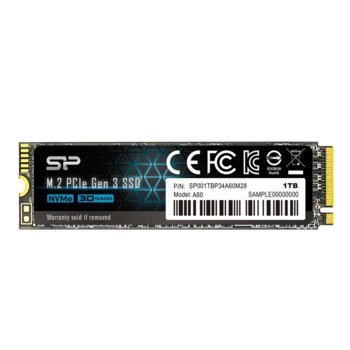 Памет SSD 1TB, Silicon Power A60, NVMe, M.2 (2280), скорост на четене 2200 MB/s, скорост на запис 1600 MB/s | JAR Computers Silicon Power A60 1TB PCIe Gen3x4
