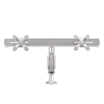 Стойка за монитор NewStar FPMA-D940DG, за плот, за екрани от 10" до 24", VESA до 100 x 100, макс. тегло до 7кг., регулируема, за 2 монитора, сребриста | JAR Computers NewStar FPMA-D940DG