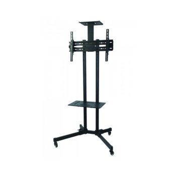 Стойка за телевизор SBOX FS-401, за екран от 32" - 70", до 50kg, мобилна, черна | JAR Computers SBOX FS-401