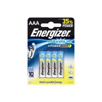 Батерии алкални Energizer Maximum ААА, 1.5V, 4 бр.