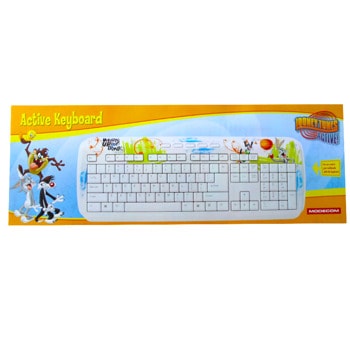 Клавиатура Active Keyboard Looney Tunes 5003, USB, мултимедийни бутони, бяла | JAR Computers Клавиатура Modecom MC-5003-ART-LT