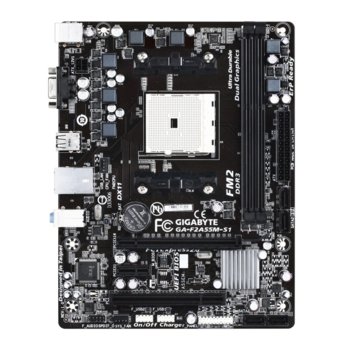 Дънна платка Gigabyte F2A55M-S1, AMD A55, FM2, DDR3, PCI-E 3.0 (D-Sub), SB7.1, Lan1000, 4x SATA2 RAID 0,1,10, mATX | JAR Computers Gigabyte F2A55M-S1