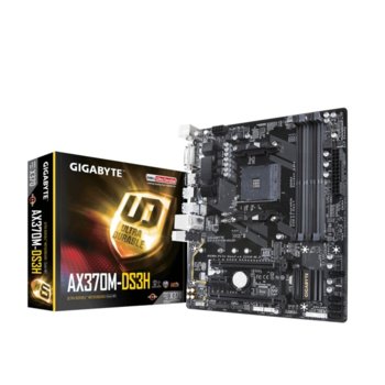 Дънна платка Gigabyte GA-AX370M-DS3H, X370, АМ4, DDR4, PCI-E, (DVI-D&HDMI), 4x SATA 6Gb/s, 1x M.2 socket, 2x USB 3.1 Gen 1, Micro ATX | JAR Computers Gigabyte GA-AX370M-DS3H
