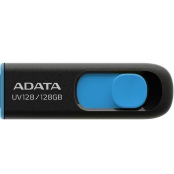 Памет 128GB USB Flash Drive, A-Data UV128, USB 3.2, черна/синя | JAR Computers A-Data 128GB USB3 UV128 ADATA