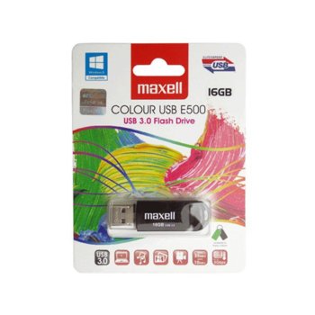 Памет 16GB USB Flash, MAXELL "E500", черна | JAR Computers Флаш памет  16GB USB 3.0 E500  MAXELL