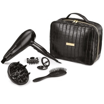 Комплект сешоар с аксесоари Remington D3195GP, 2200W, 3 степени на температура, 2 степени на скорост, йонизация, черен | JAR Computers Remington D3195GP
