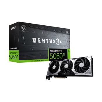 Видео карта Nvidia GF RTX 5060 Ti, 16GB, MSI Ventus 3X, OC, PCI-E 5.0, GDDR7, 128-bit, DisplayPort, HDMI | JAR Computers MSI GF RTX 5060 Ti 16GB Ventus 3X OC 912-V812-077