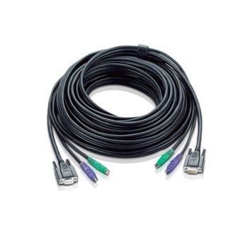 KVM кабел ATEN 2L-1020P/C, VGA(м) + 2x PS/2(м) към VGA(ж) + PS/2(м), 20.0 м. | JAR Computers ATEN 2L-1020P/C