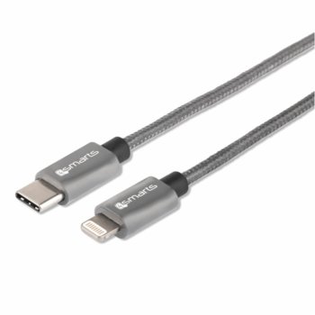 Кабел 4smarts 4S465532, от USB-C(м) към Lightning(м), 1m, сив | JAR Computers 4smarts USB-C to Lightning 1m 4S465532 Gray