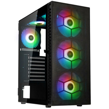 Кутия Kolink Observatory HF Mesh ARGB, ATX/MicroATX/Mini-ITX, 1x USB 3.0, с прозорец, 6x ARGB вентилатора, черна, без захранване | JAR Computers Kolink Observatory HF Mesh ARGB Black GEKL-130