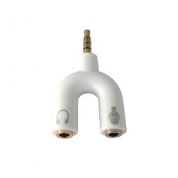 Преходник Royal QH-C1190 White, от 3.5mm жак(м) към 2x 3.5 mm(ж), бял | JAR Computers Royal QH-C1190 White 21014081