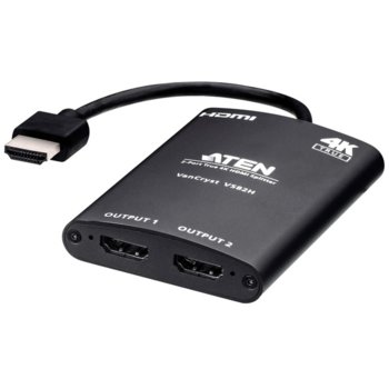 Сплитер Aten VS82H, от 1x HDMI(ж) към 2x HDMI(ж), 4K@60Hz, черен | JAR Computers ATEN VS82H 2-портов True 4K HDMI сплитер