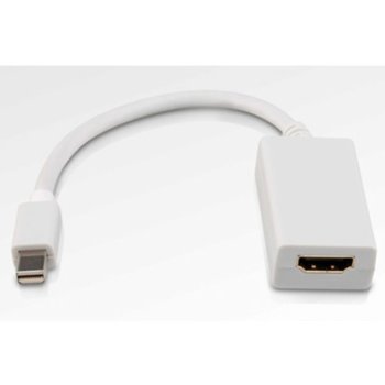 Адаптер Roline 12.03.3129, от Mini Displayport(м) към HDMI(ж), 10cm, бял | JAR Computers ROLINE 12.03.3129 MiniDP M - HDMI F