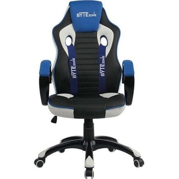 Геймърски стол Bytezone Racer Pro (GC2590B) до 130kg, PU кожа, метална база, газов механизъм, регулиране на височината, регулиращ механизъм, черно-син | JAR Computers Bytezone Racer Pro син/черен GC2590B