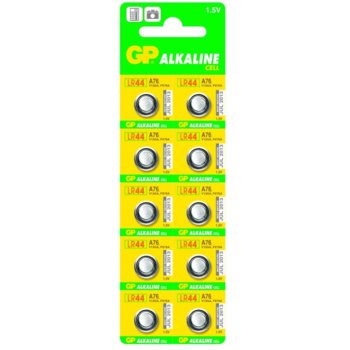 Батерия алкална GP LR44, 1.5V, 10 бр. опаковка, цена за 1 бр. | JAR Computers Бутонна алкална батерия GPА76 LR-44/ 10 бр.