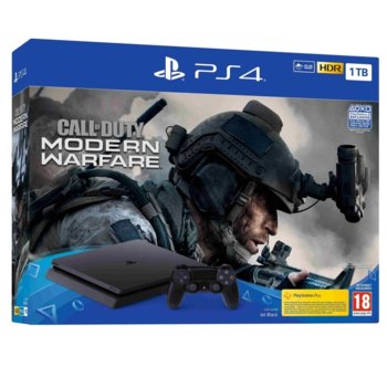Конзола PlayStation 4 Slim 1TB + Call of Duty Modern Warfare, черна | JAR Computers PS4 Slim 1 TB + Call of Duty Modern Warfare