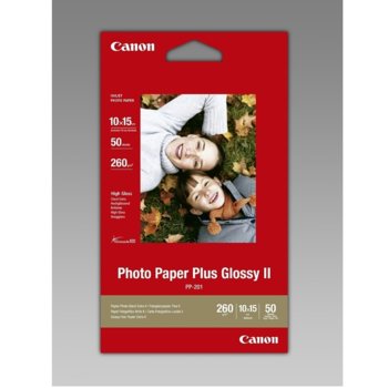 Фотохартия Canon Plus Glossy II PP-201, 10x15 cm, за Canon Lucia & ChromaLife100, 50 листа | JAR Computers Canon Plus Glossy II PP-201, 10x15 cm, 50 sheets