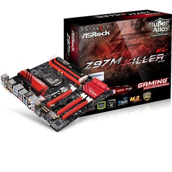 Дънна платка ASRock Z97M Fatal1ty Z97M Killer, Z97, LGA1150, DDR3 (OC), PCI-E (HDMI&DVI&VGA)(CFX&SLi), 6x SATA 6Gb/s, 1x eSATA, 1x SATA Express, 1x M.2 Socket 3, 4x USB 3.0. micro ATX | JAR Computers ASRock Fatal1ty Z97M Killer