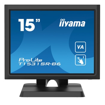 Монитор Iiyama ProLite T1531SR-B6, 15" (38.1 cm) VA тъч панел, XGA (1024x768), 18ms, 2500:1, 350cd/m2, DisplayPort, HDMI, VGA image