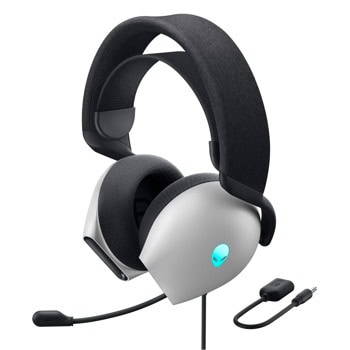 Слушалки Dell Alienware AW520H, USB, Jack 3.5mm адаптер, микрофон, гейминг, бели (Lunar Light) | JAR Computers Dell Alienware AW520H Lunar Light 545-BBFJ