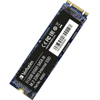 Памет SSD 512GB Verbatim Vi560, SATA 6Gb/s, размер M.2 (2280), скорост на четене 520MB/s, скорост на запис 480MB/s | JAR Computers Verbatim Vi560 S3 M2 SSD 512GB