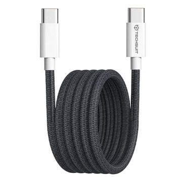 Кабел Techsuit PCB114D, от USB C(м) към USB C(м), 1m, 60W, черен | JAR Computers Techsuit PCB114D