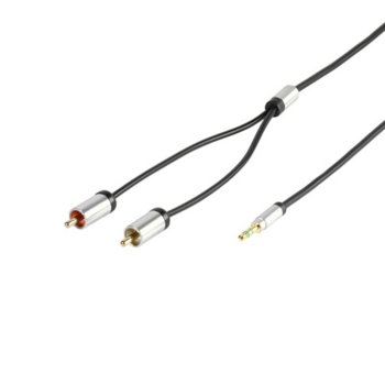 Аудио кабел Vivanco PRE 352R 12, 2x чинч(м) към 3.5mm стерео jack, 1.2м. черен | JAR Computers Vivanco PRE 352R 12 41202