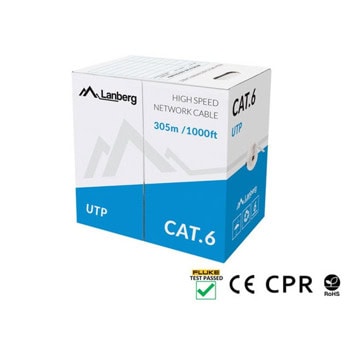 Кабел Lanberg LCU6-11CU-0305-S, UTP, Cat.6, 305m, сив | JAR Computers Lanberg LCU6-11CU-0305-S
