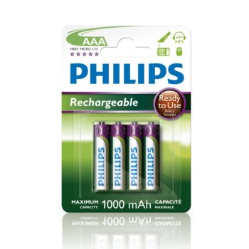 Philips Rechargeable 4x AAA 1000mAh
