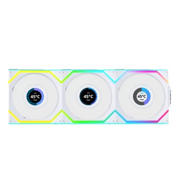 Вентилатори 120mm, Lian Li UNI FAN SL Wireless LCD Reverse Blade, 4-pin, 1900rpm, 3 броя, бели | JAR Computers Lian Li UNI FAN SL Wireless LCD Reverse Blade Wh