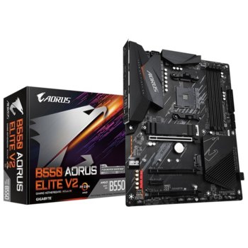 Дънна платка Gigabyte B550 AORUS ELITE V2, AM4, B550, DDR4, PCI-E 4.0(DP/HDMI)(CFX), 4x SATA 6Gb/s, 2x M.2, 2x USB 3.2 Gen 2, ATX | JAR Computers Gigabyte B550 AORUS ELITE V2