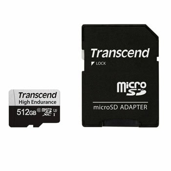 Карта памет 512GB microSDXC с адаптер, Transcend USD350V, UHS-I U3 V30, скорост на четене 100MB/s, скорост на запис 60MB/s | JAR Computers Transcend 512GB USD350V TS512GUSD350V