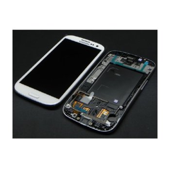 Samsung i9305 S3 LCD with touch and frame, white